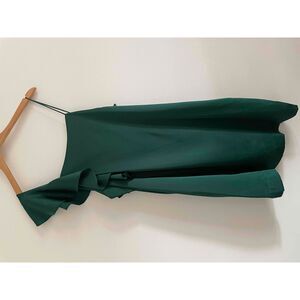 NEW MANGO Women’s Green Ruffled One Shoulder Spaghetti Strap Dress Size XL